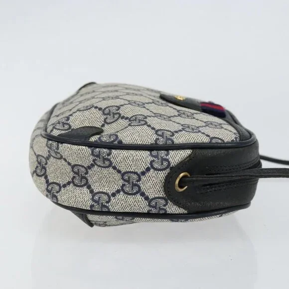 Authentic GUCCI GG Supreme Sherry Line Shoulder Bag PVC Navy Red 89 02 066 - Picture 11 of 16